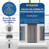 Aerolite 55x40x20 Trolley Ryanair Priorità Bagaglio a mano rigida con 2 Ruote