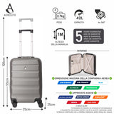 AeroLite™ 55x35x25cm Valigia Bagaglio a Mano Duro Bagaglio a Mano Cabina 4 Ruote, Dimensione Max per ITA Airways Air Europa Air France Alitalia KLM & Transavia, 5 Anni Di Garanzia