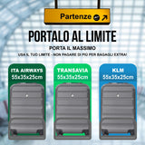 AeroLite™ 55x35x25cm Valigia Bagaglio a Mano Duro Bagaglio a Mano Cabina 4 Ruote, Dimensione Max per ITA Airways Air Europa Air France Alitalia KLM & Transavia, 5 Anni Di Garanzia