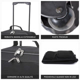 5 Cities Pieghevole Bagaglio a Mano 55x40x20 Trolley da Viaggio, 39L (Nero)